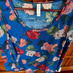 LuLaRoe Women's Blue Floral Long Sleeves Top Size M NWT Oversized